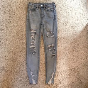 American Eagle high rise ripped skinny jeans